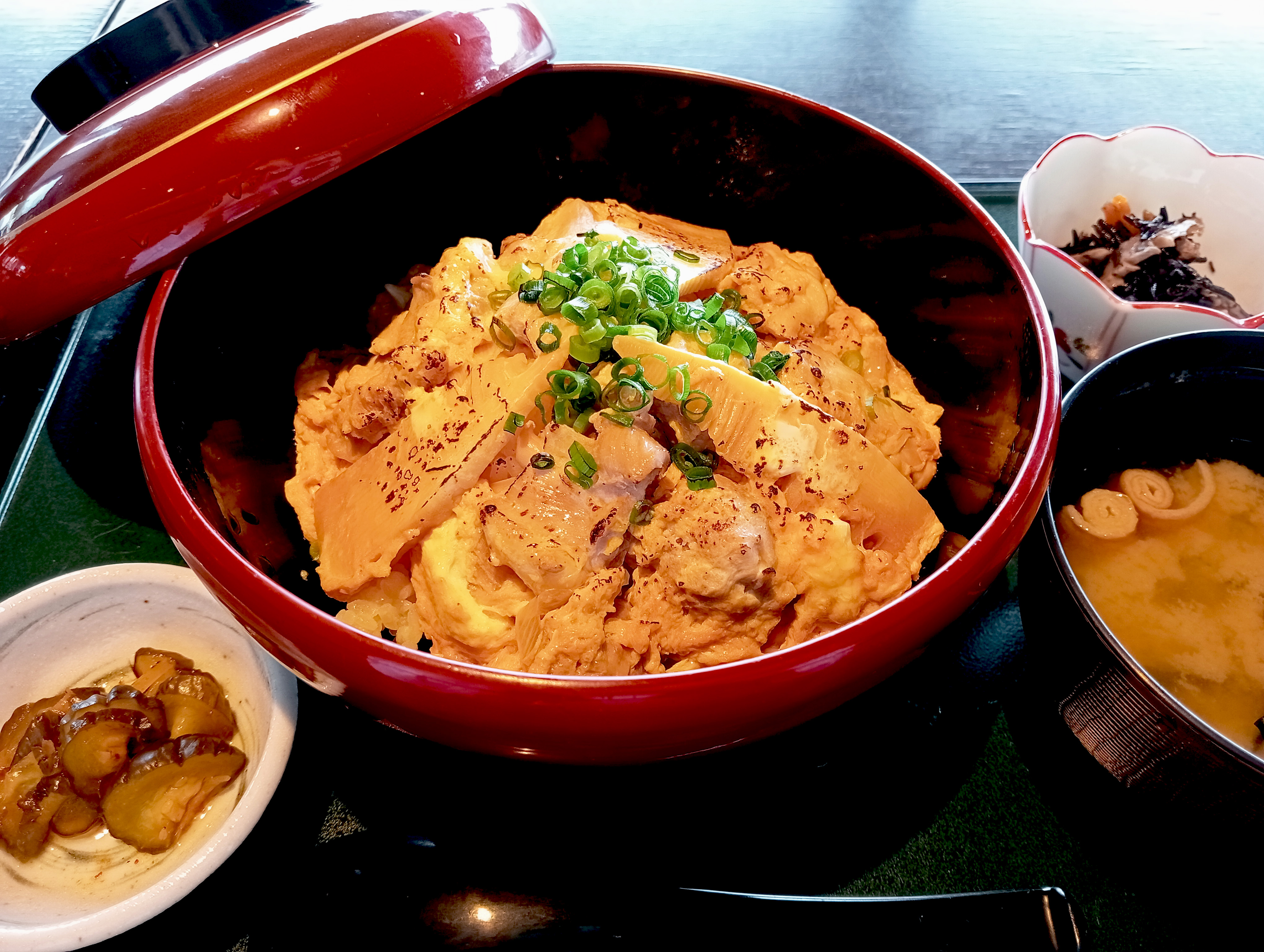 竹の子と鶏肉の親子風丼